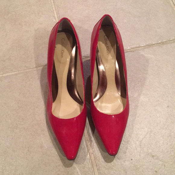 red calvin klein pumps